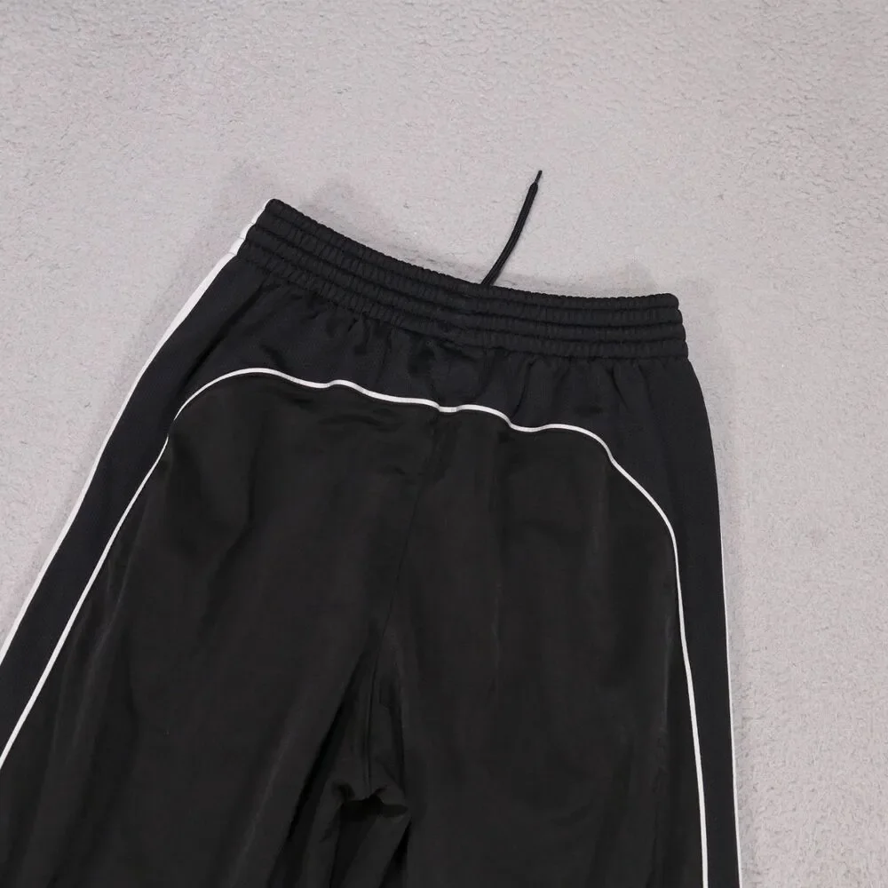Adidas Track Pants Black/White 3 Stripe Hip Hop y2k Baggy Skate Size S (30x29)